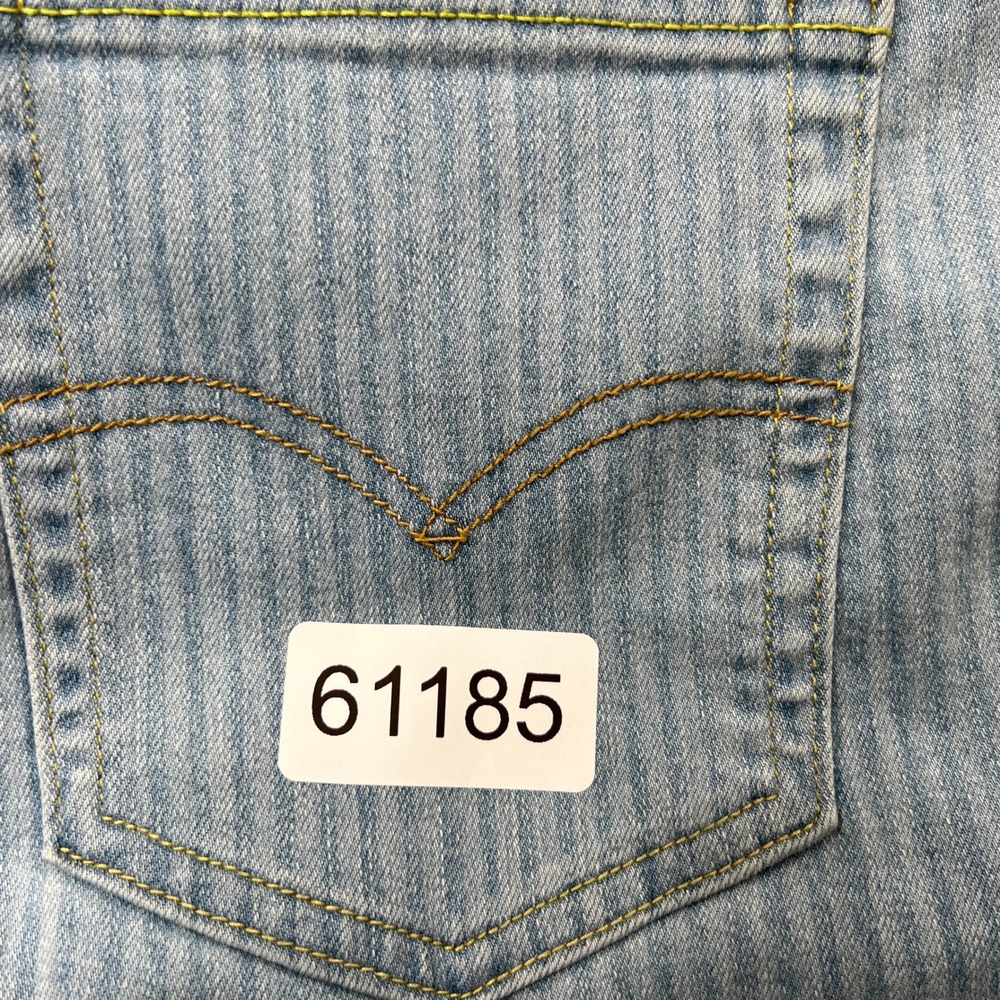 Levi's 726 High Rise Flare Jeans Size 31 Light Blue Women Pinstripe Retro Boho - Picture 14 of 14